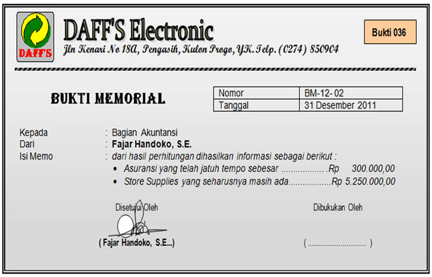 Detail Contoh Bukti Memo Nomer 22