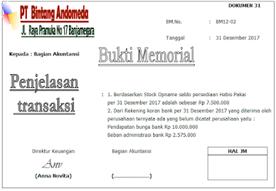 Detail Contoh Bukti Memo Nomer 6