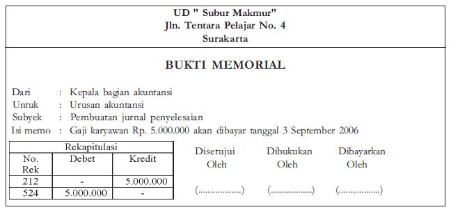 Detail Contoh Bukti Memo Nomer 8