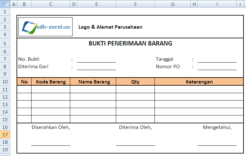 Detail Contoh Bukti Penerimaan Barang Nomer 2