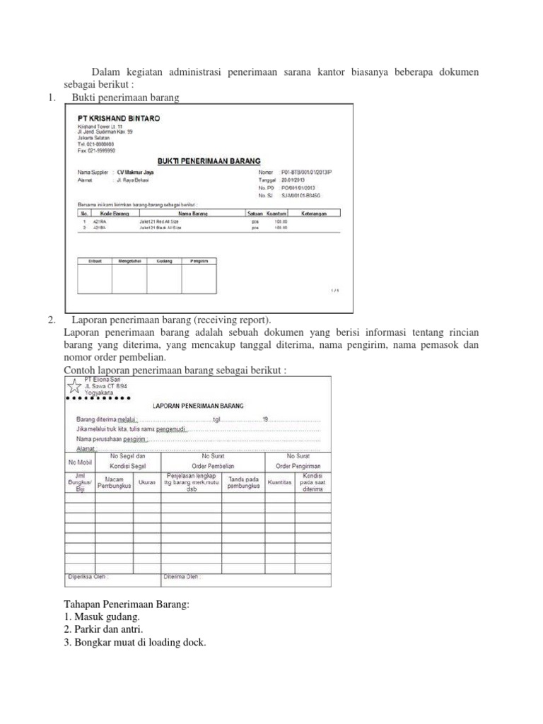 Detail Contoh Bukti Penerimaan Barang Nomer 7