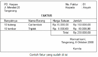 Detail Contoh Bukti Transaksi Faktur Nomer 4