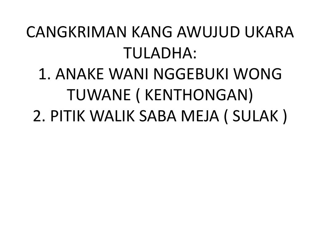 Detail Contoh Cangkriman Tembang Nomer 22