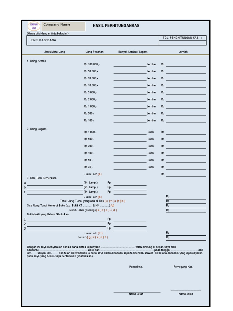 Detail Contoh Cash Opname Nomer 11