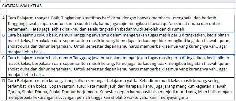 Detail Contoh Catatan Wali Kelas Di Raport Nomer 29