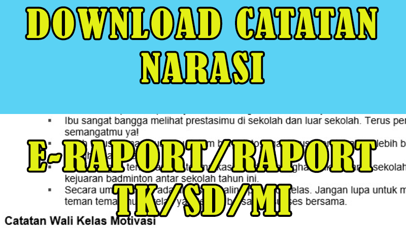 Detail Contoh Catatan Wali Kelas Di Raport Nomer 42