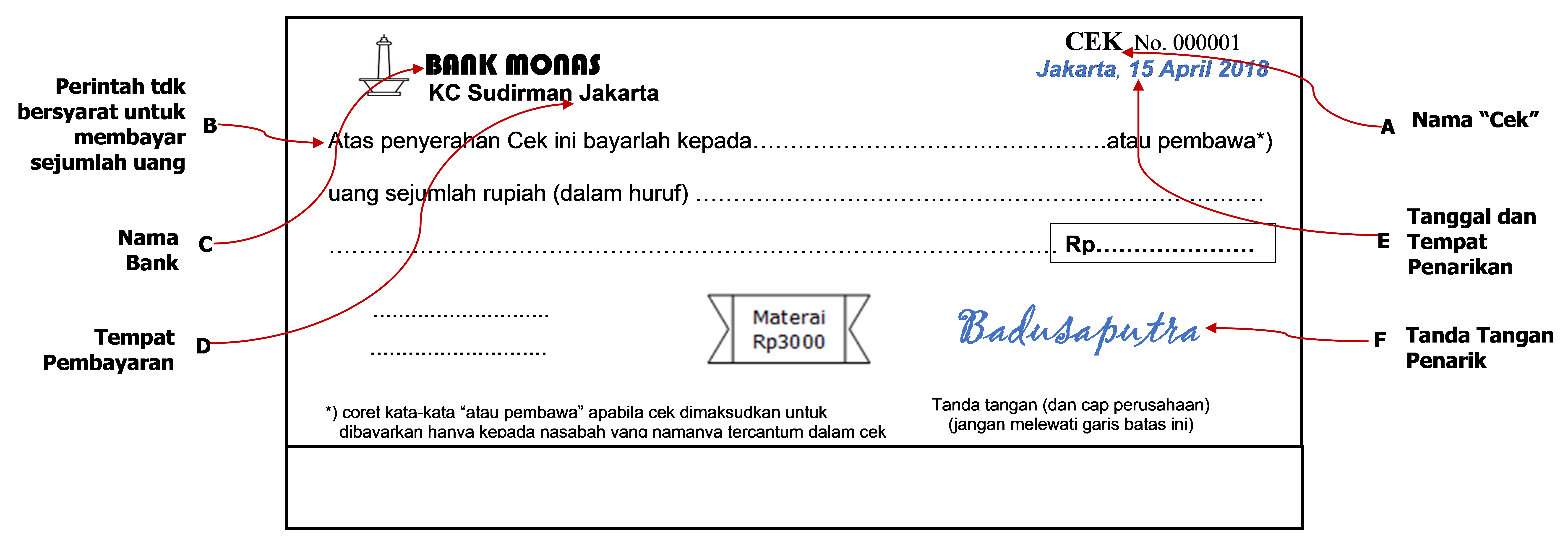 Detail Contoh Cek Atas Nama Nomer 36