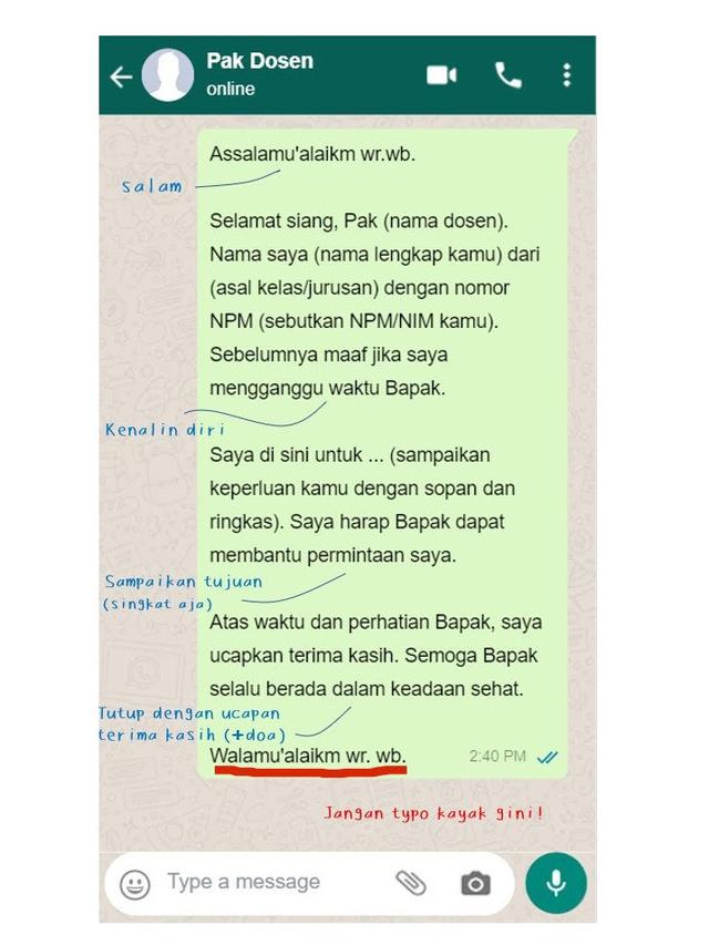 Detail Contoh Chat Dosen Nomer 2