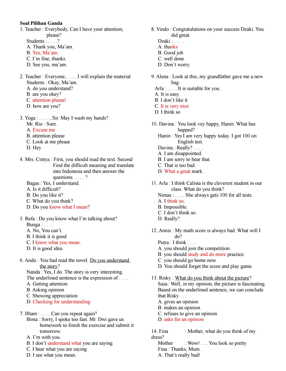 Detail Contoh Checking Understanding Nomer 4