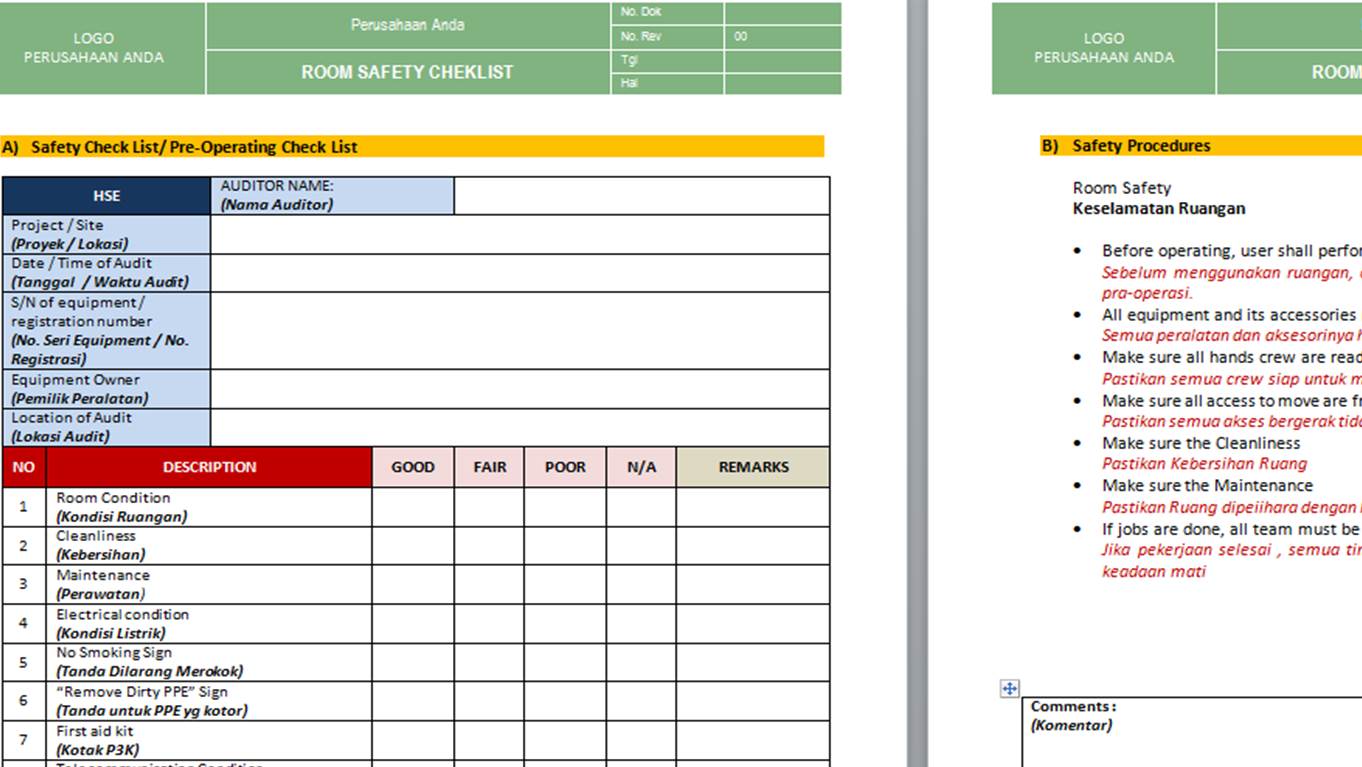 Detail Contoh Checklist Kebersihan Nomer 36