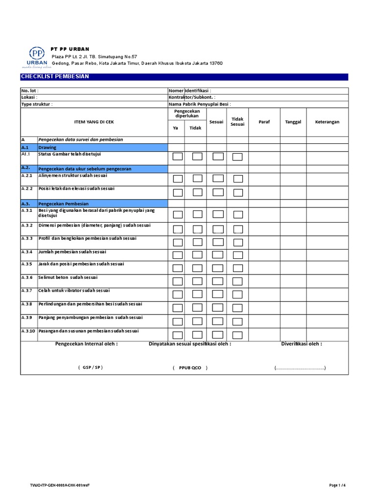 Detail Contoh Checklist Pekerjaan Nomer 3