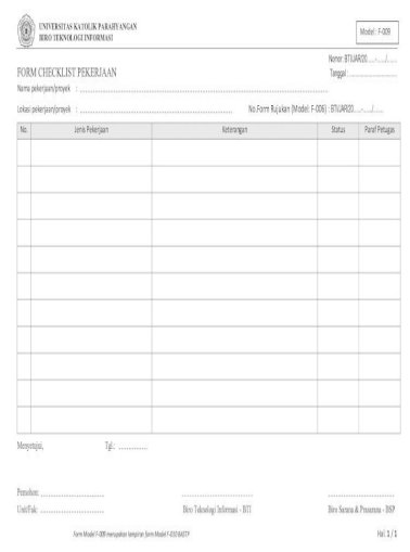 Detail Contoh Checklist Pekerjaan Nomer 22