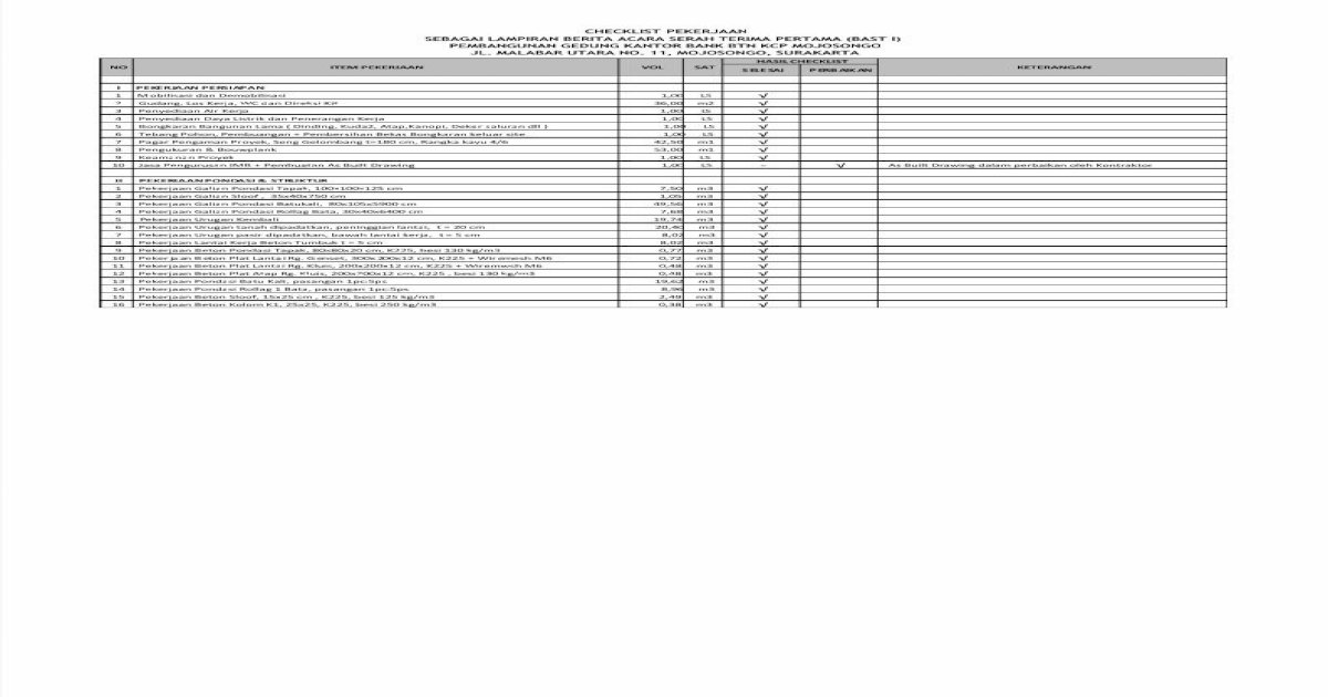 Detail Contoh Checklist Pekerjaan Nomer 31