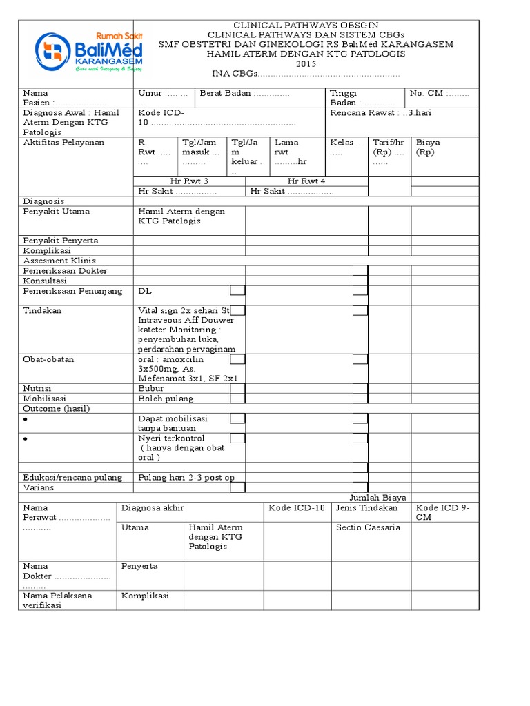 Detail Contoh Clinical Pathway Nomer 12