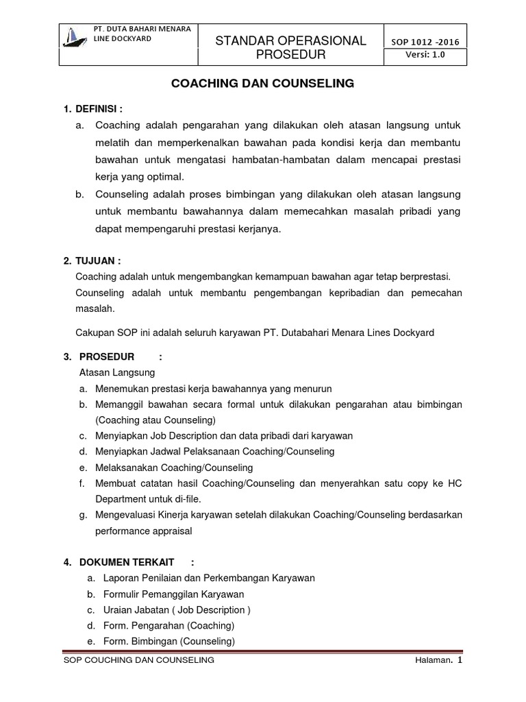Contoh Coaching Karyawan - KibrisPDR