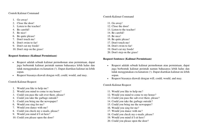 Detail Contoh Command Sentence Nomer 11
