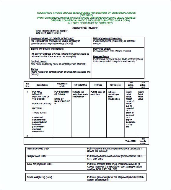 Detail Contoh Commercial Invoice Nomer 2