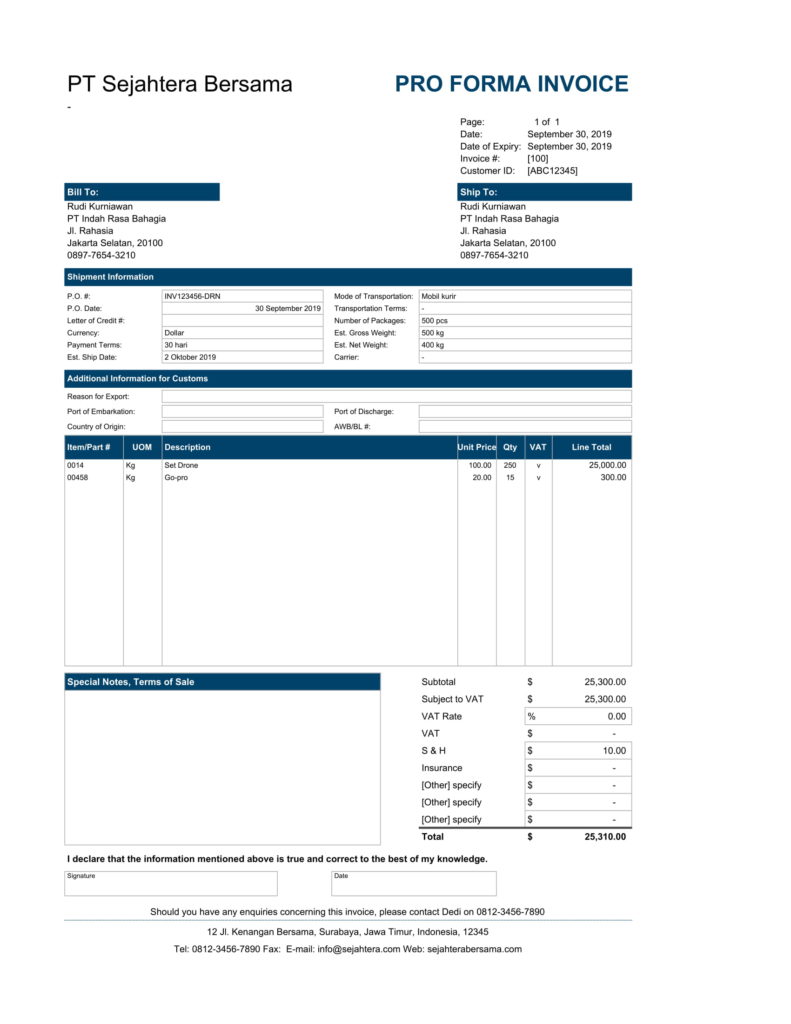 Detail Contoh Commercial Invoice Nomer 14