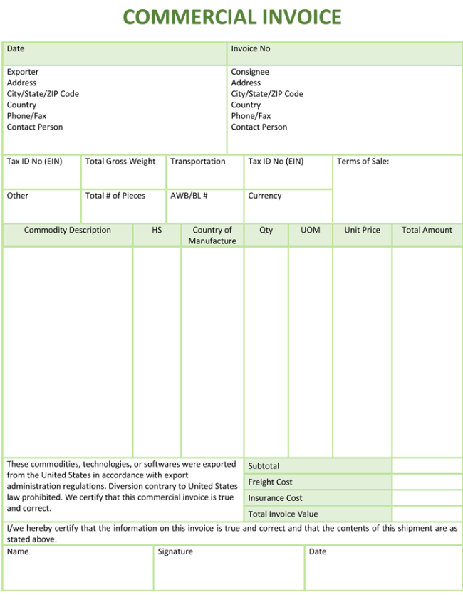 Detail Contoh Commercial Invoice Nomer 25