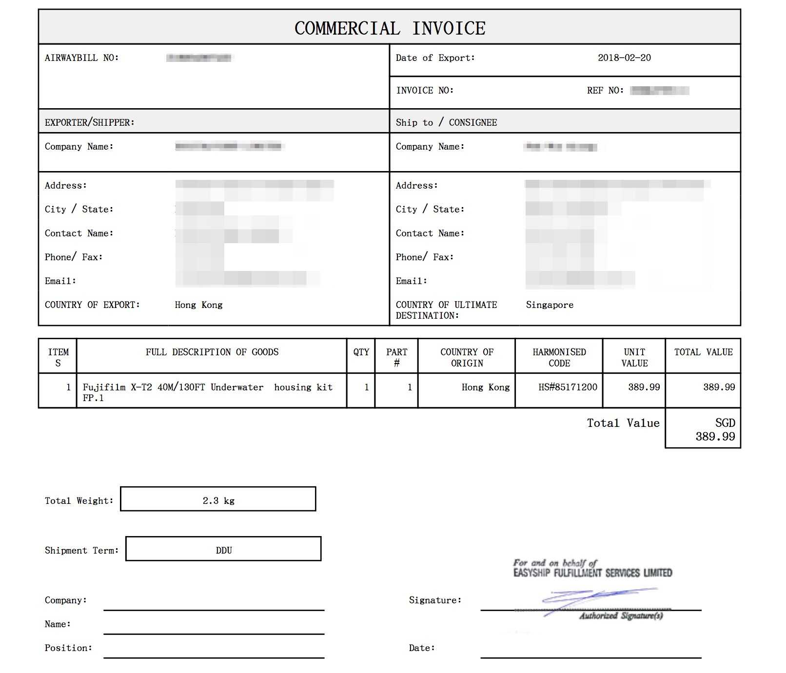 Detail Contoh Commercial Invoice Nomer 3