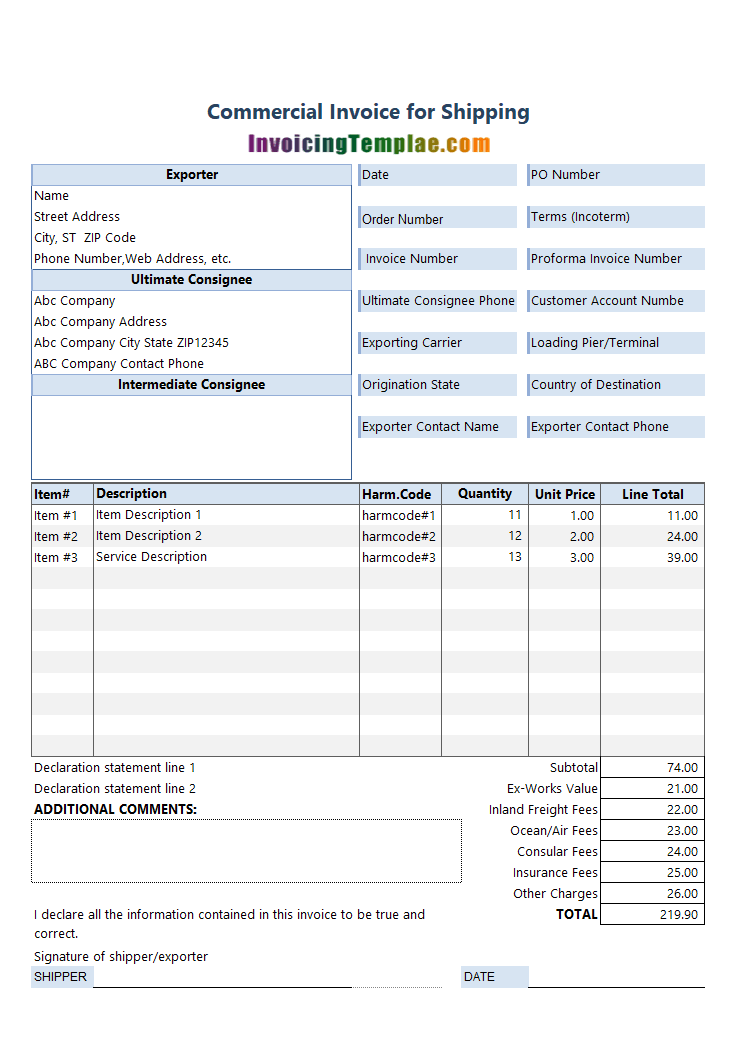 Detail Contoh Commercial Invoice Nomer 29