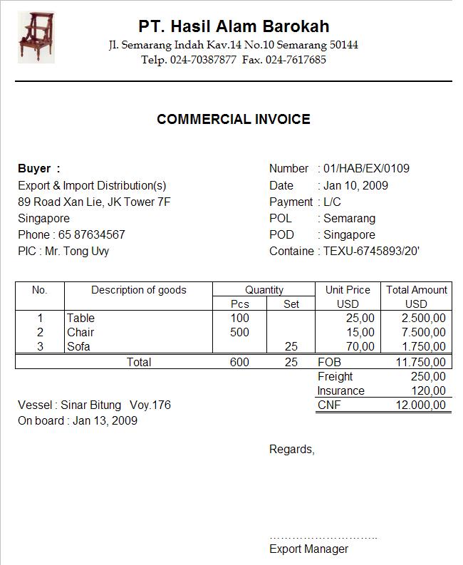 Detail Contoh Commercial Invoice Nomer 6