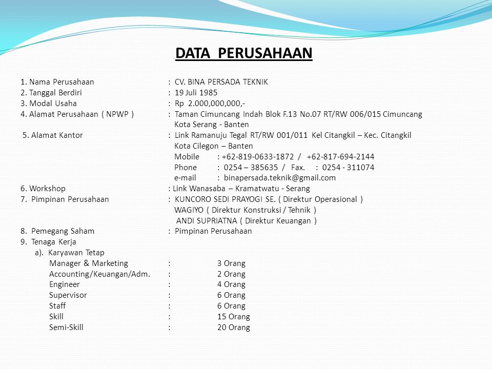 Detail Contoh Company Profile Sederhana Word Nomer 50