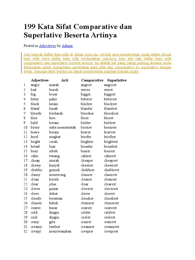 Detail Contoh Comparative And Superlative Nomer 16