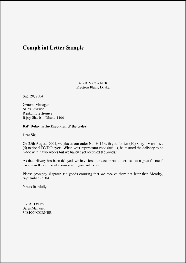 Detail Contoh Complaint Letter Nomer 4