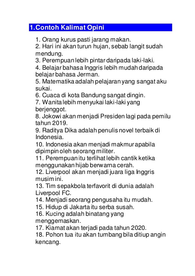 Detail Contoh Contoh Kalimat Fakta Nomer 12