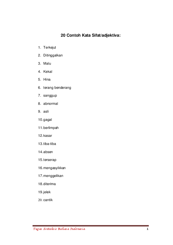 Detail Contoh Contoh Kata Sifat Nomer 10