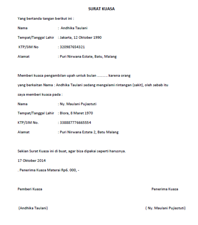 Detail Contoh Contoh Surat Kuasa Nomer 21