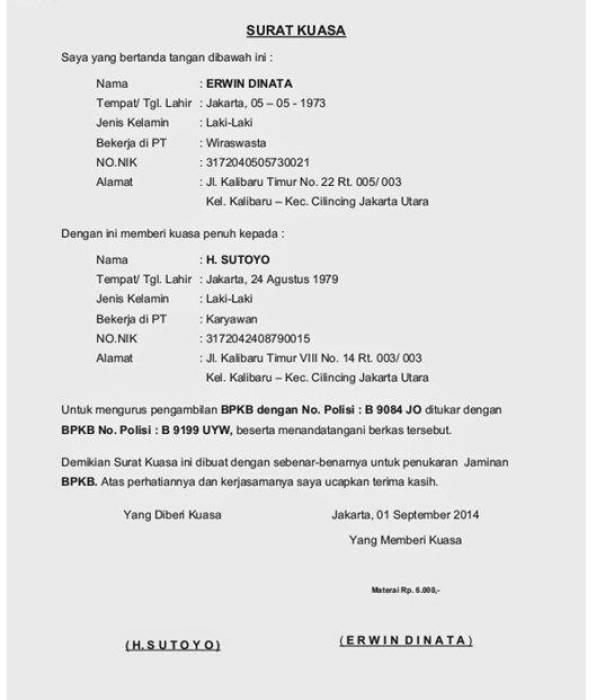 Detail Contoh Contoh Surat Kuasa Nomer 26