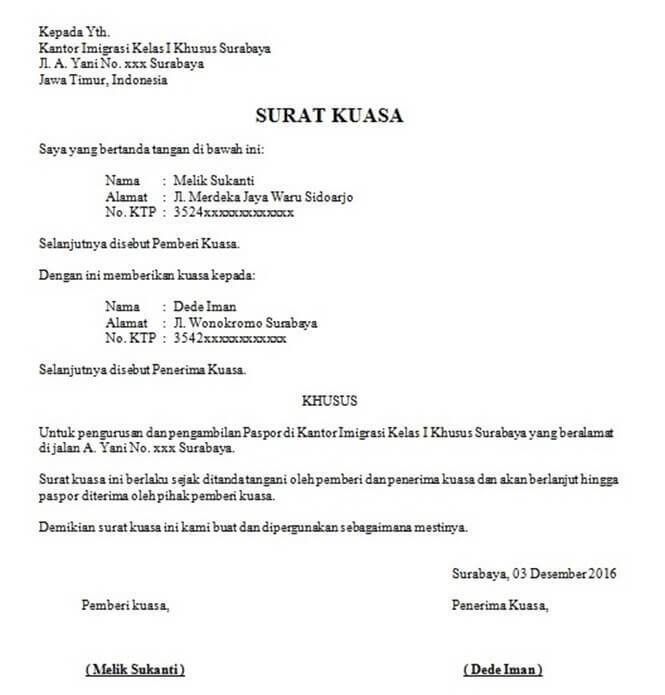 Detail Contoh Contoh Surat Kuasa Nomer 28