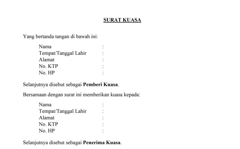 Detail Contoh Contoh Surat Kuasa Nomer 4