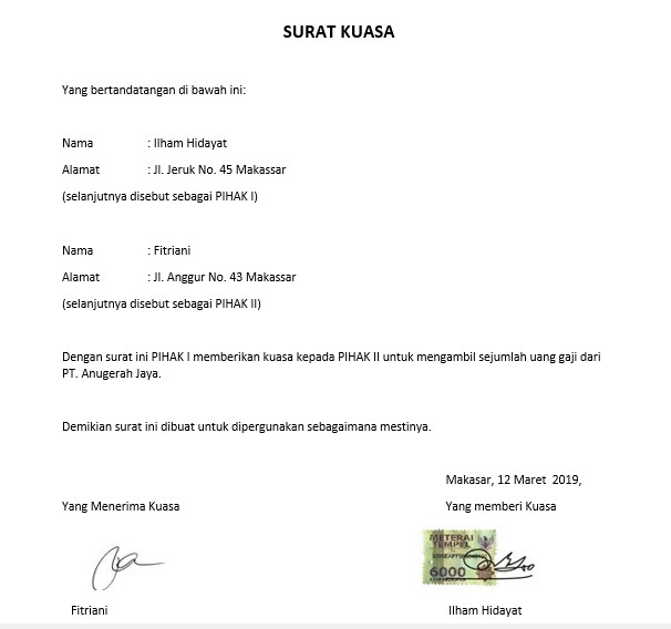 Detail Contoh Contoh Surat Kuasa Nomer 35