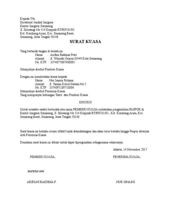 Detail Contoh Contoh Surat Kuasa Nomer 36