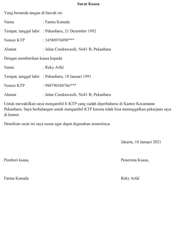 Detail Contoh Contoh Surat Kuasa Nomer 39