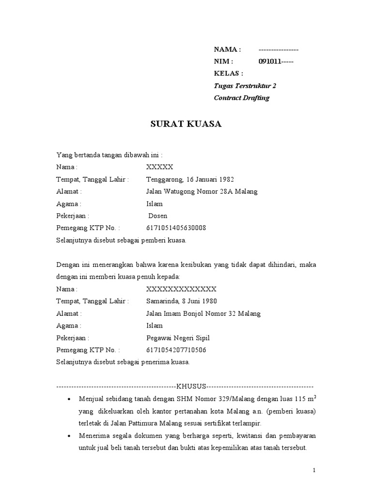 Detail Contoh Contoh Surat Kuasa Nomer 45