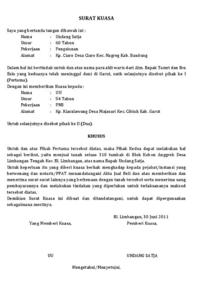 Detail Contoh Contoh Surat Kuasa Nomer 48