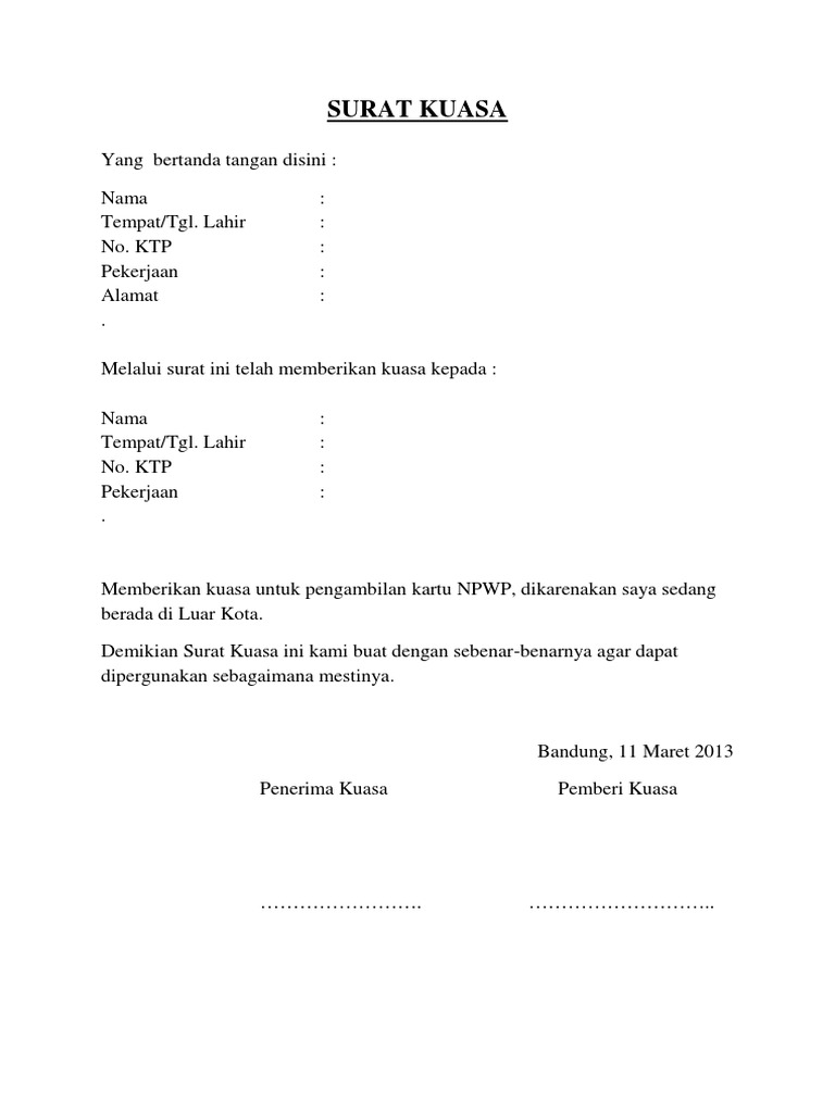 Detail Contoh Contoh Surat Kuasa Nomer 50