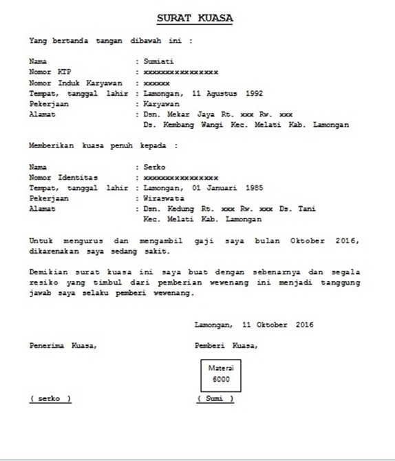 Detail Contoh Contoh Surat Kuasa Nomer 53