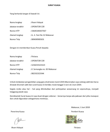 Detail Contoh Contoh Surat Kuasa Nomer 54