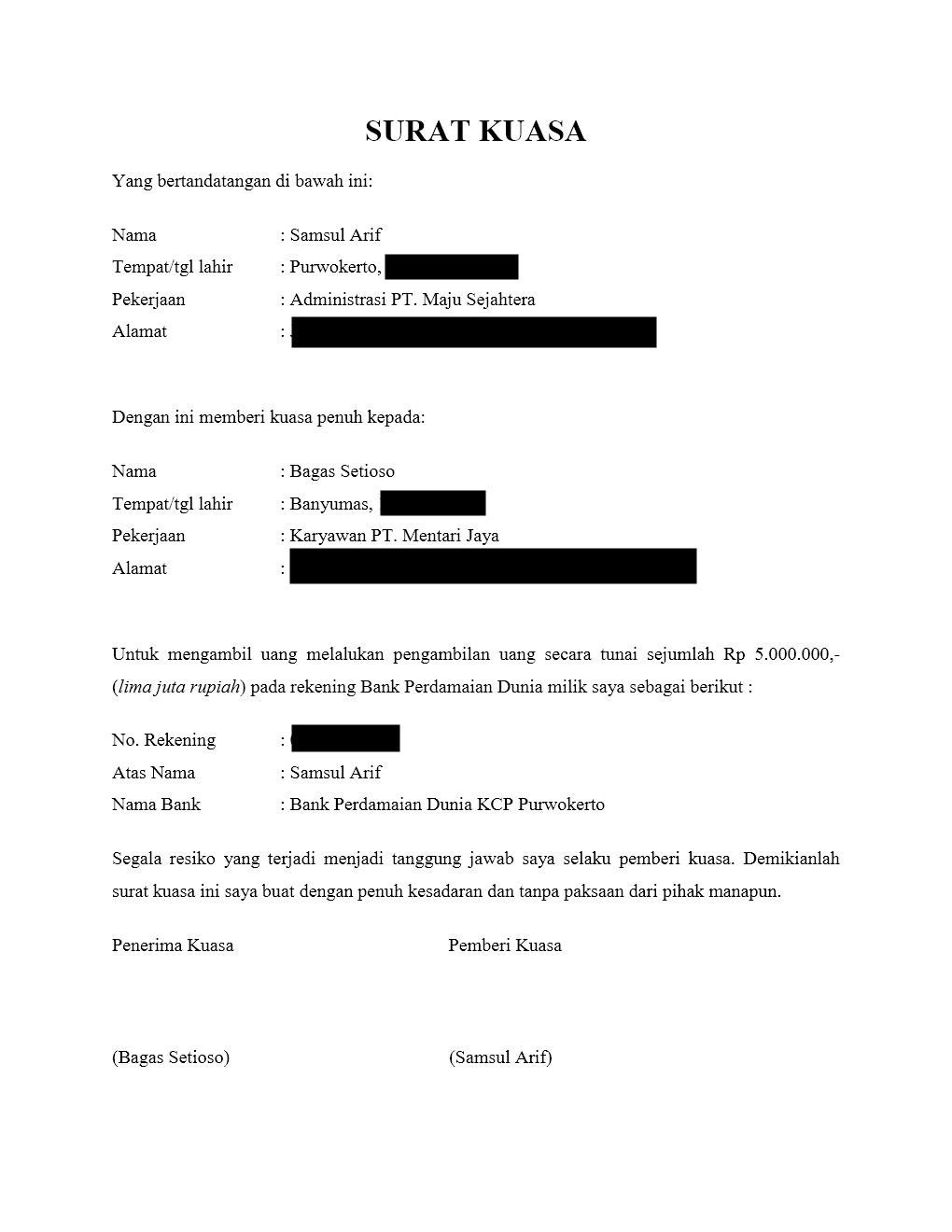 Detail Contoh Contoh Surat Kuasa Nomer 55