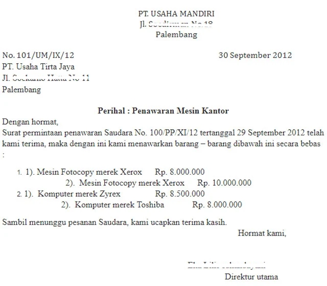 Detail Contoh Contoh Surat Penawaran Nomer 23