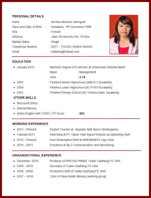 Detail Contoh Cv Admin Nomer 19