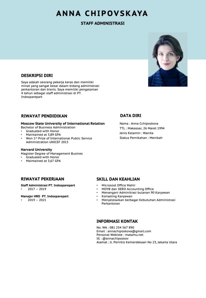 Detail Contoh Cv Admin Nomer 5