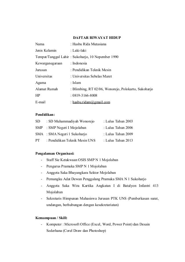 Detail Contoh Cv Anak Smk Nomer 28