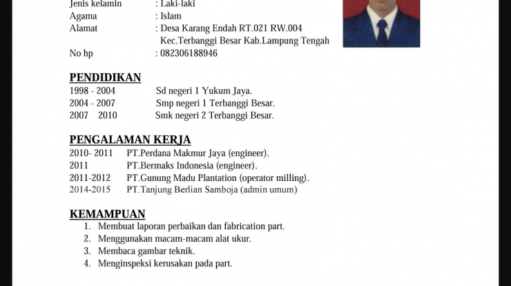 Detail Contoh Cv Baik Dan Benar Nomer 46