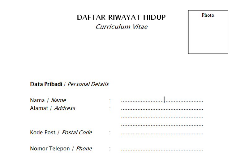 Detail Contoh Cv Dan Daftar Riwayat Hidup Nomer 28